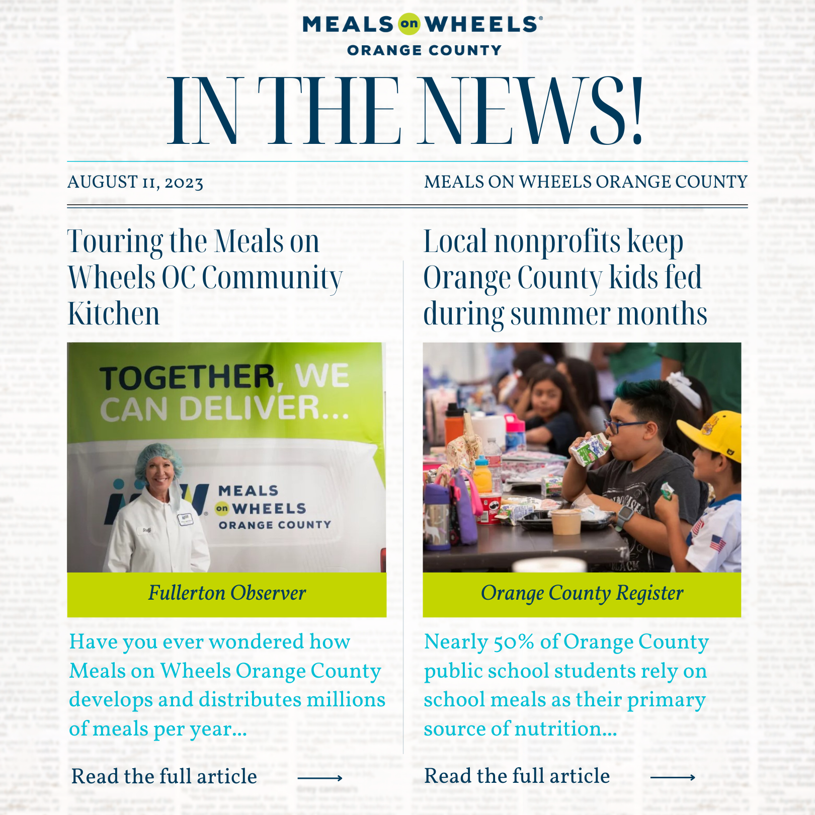 Meals on Wheels OC: In the News!
